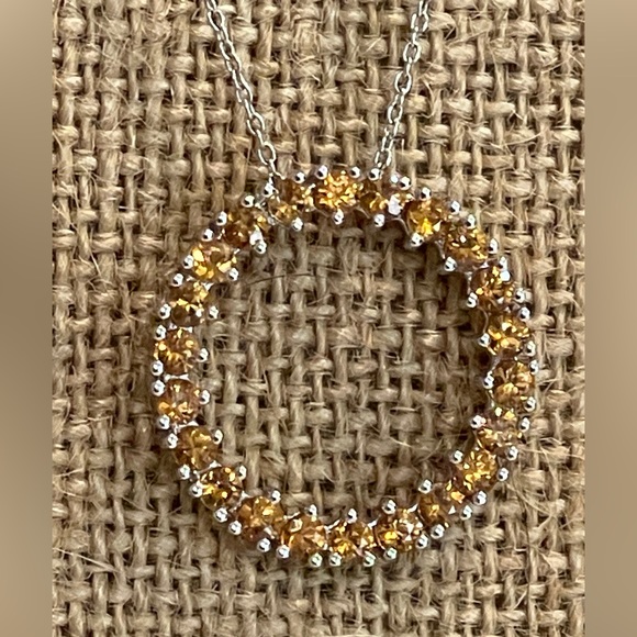 Sterling Citrine Circle Necklace - Picture 9 of 11